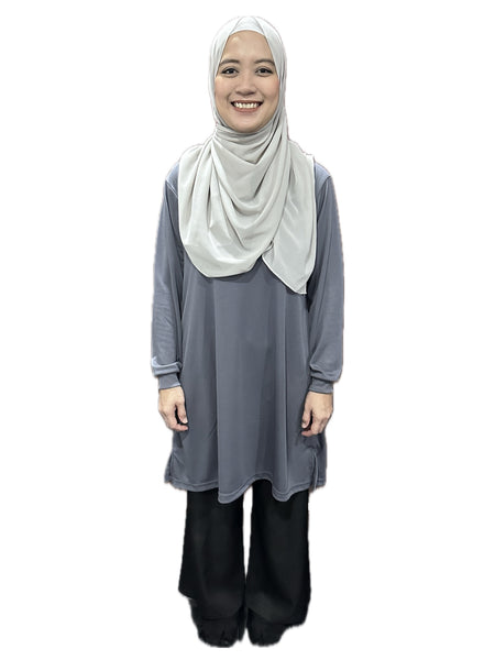 Dark Grey (Longer) Muslimah Drifit