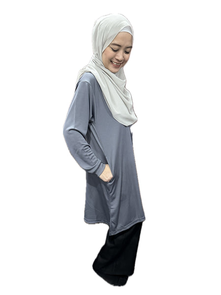 Dark Grey (Longer) Muslimah Drifit