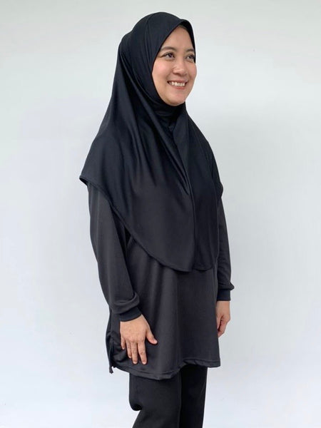 Black Tudung Drifit - L