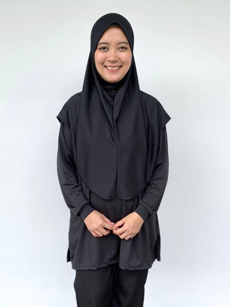Black Tudung Drifit - L