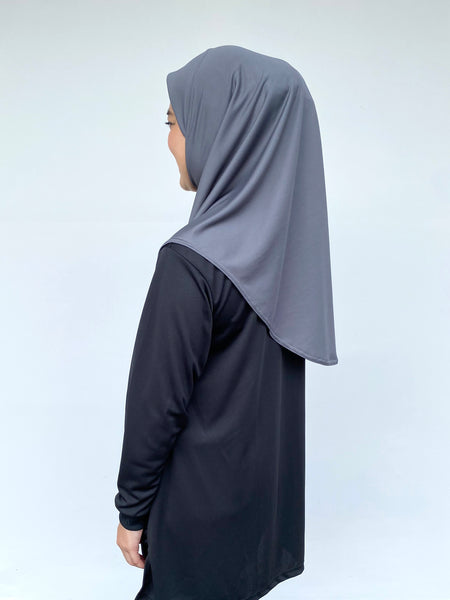 Dark Grey Tudung Drifit - M