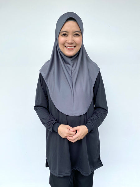 Dark Grey Tudung Drifit - M