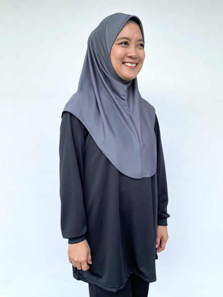 Dark Grey Tudung Drifit - M