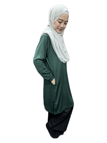 Dark Green (Longer) Muslimah Drifit