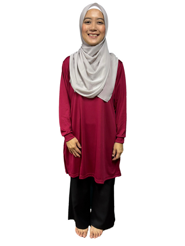 Maroon (Longer) Muslimah Drifit